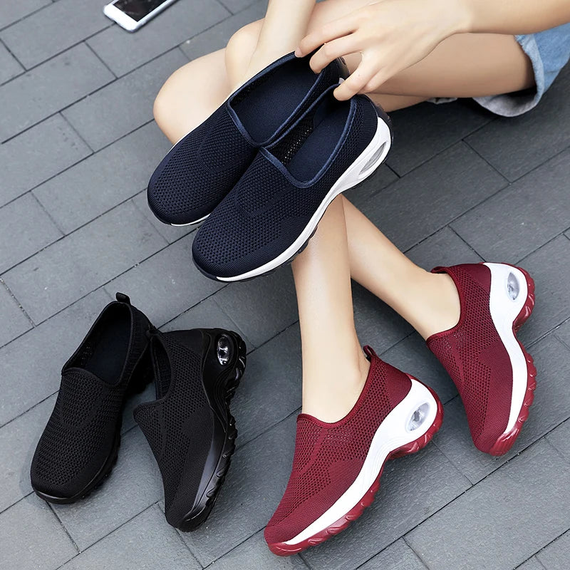 Shoes for Women Casual 2025 Anti Slip Outdoor Thick Sole Sloping Heel Breathable Casual Comfortable Sports Shoes Walking Shoes