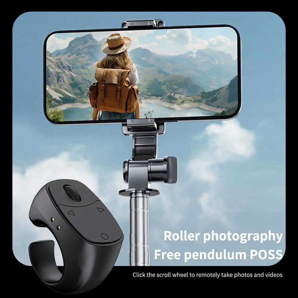 Bluetooth Ring Remote Control One Click Selfie Page Turning Roller Fingertip Controller for Phone Liking Scrolling Hands Free