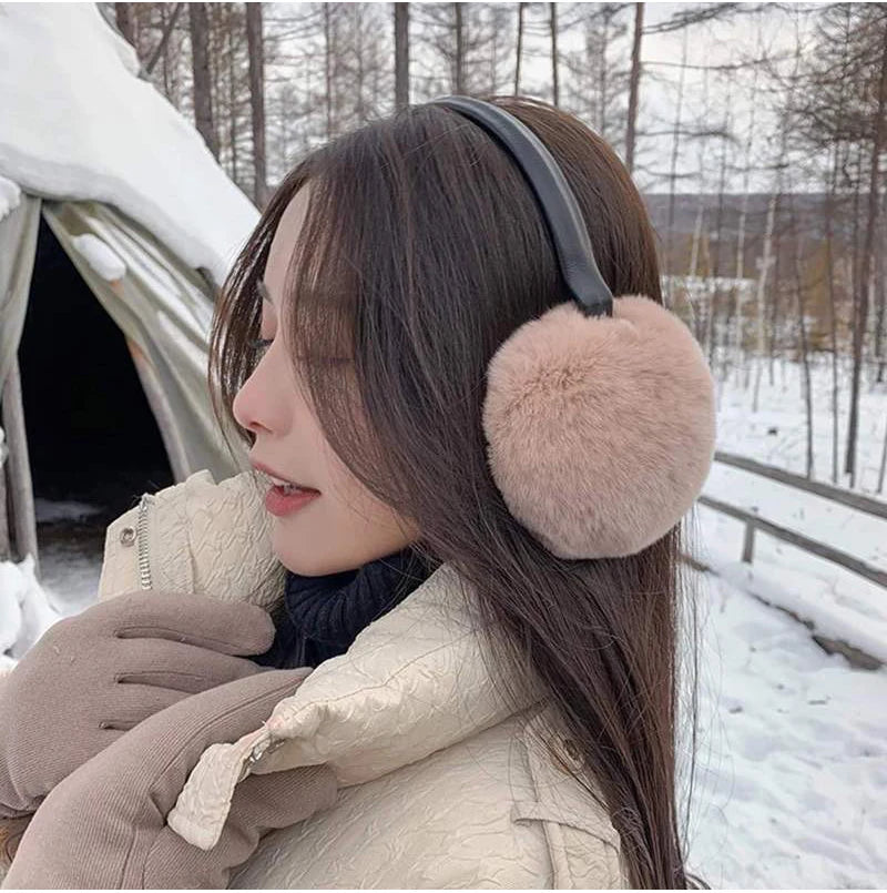 Natural 100% Rex Rabbit Fur Earmuffs Fashion Women Warm Russia Winter Real Fur Earmuffs Children Ear Cover fur Earlap Girl