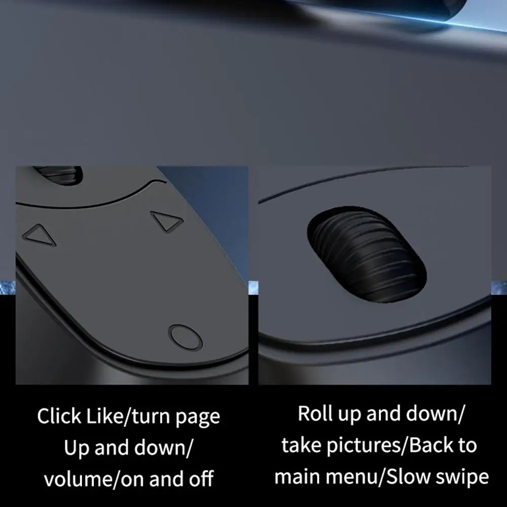 Bluetooth Ring Remote Control One Click Selfie Page Turning Roller Fingertip Controller for Phone Liking Scrolling Hands Free