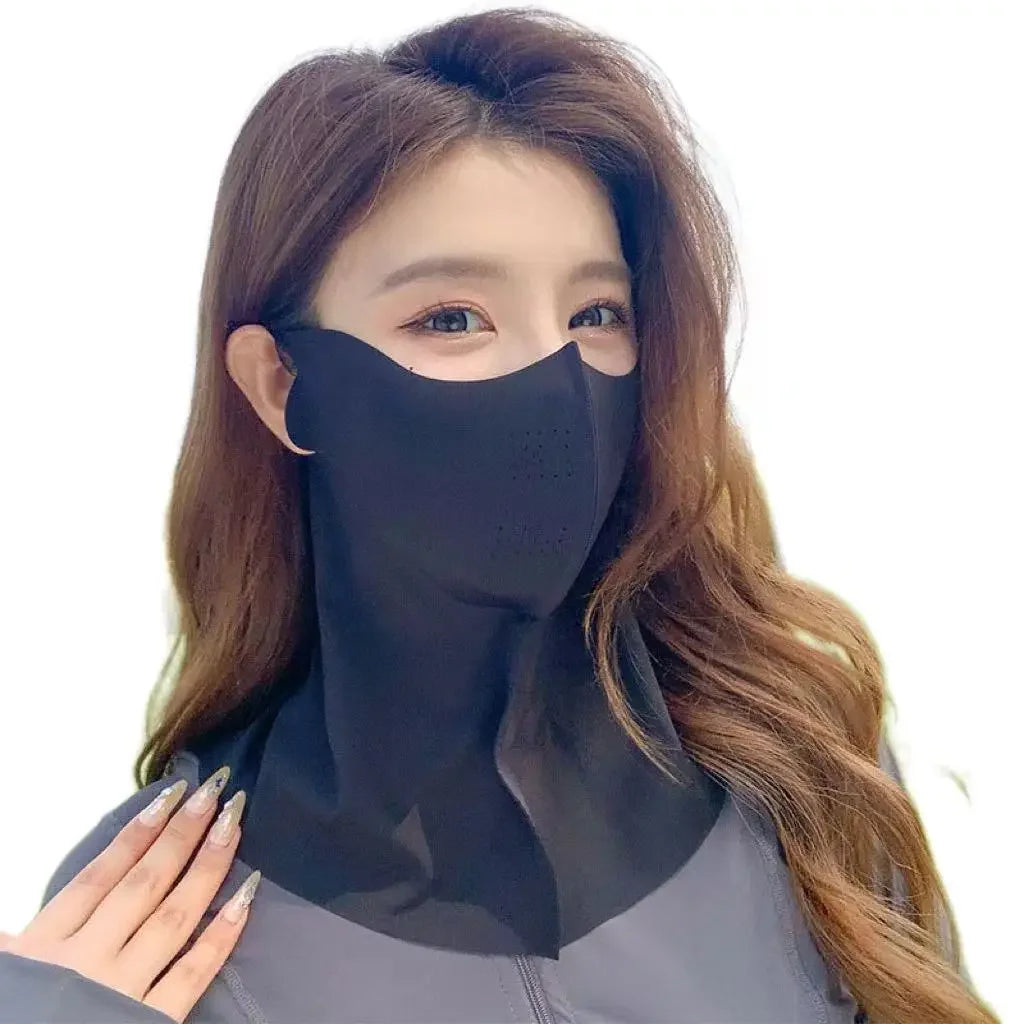 Ladies and Men's Summer Full Face Hyaluronic Acid Sunscreen Mask UPF 500+UV Protection Breathable Ice Silk Mask for Outdoor Spor