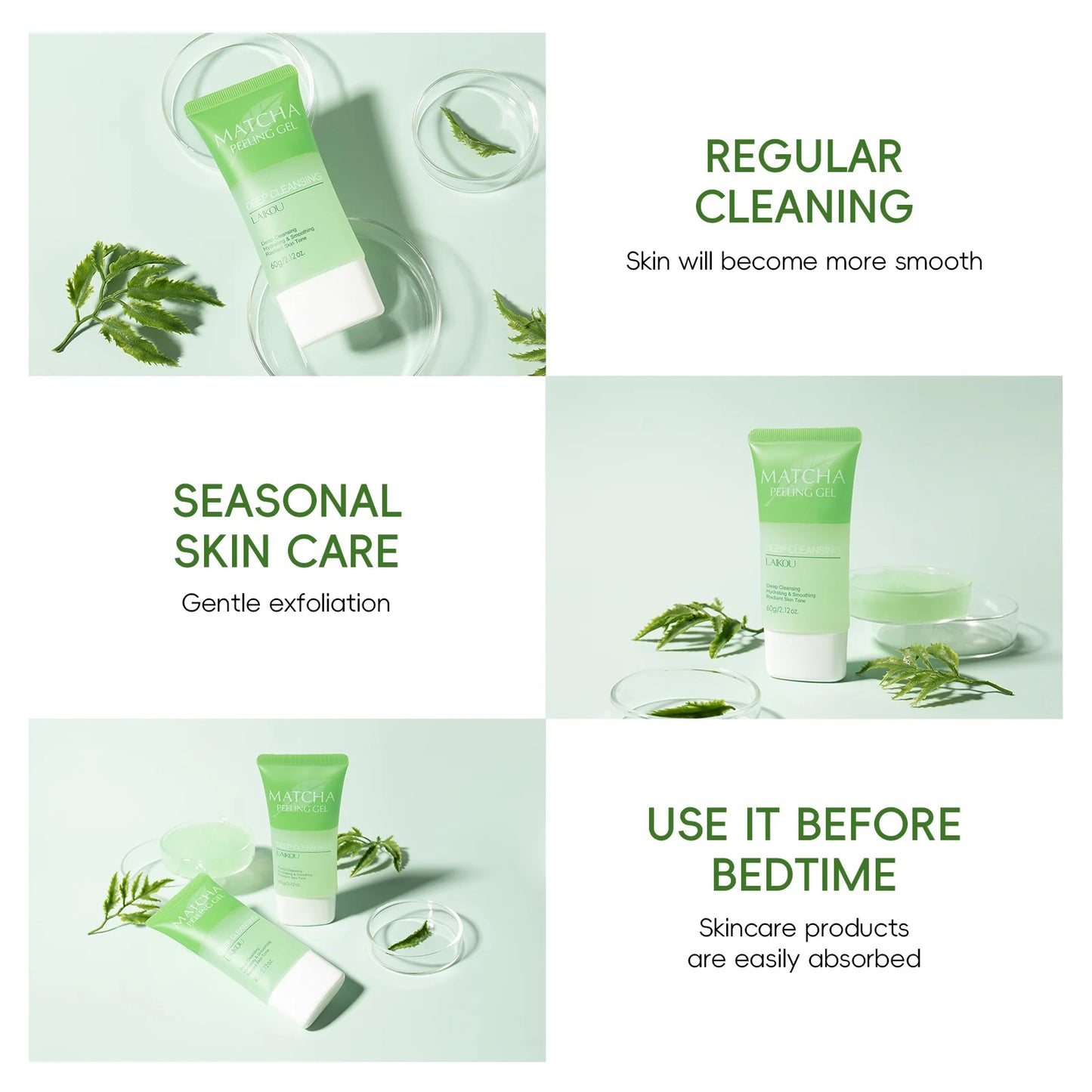 LAIKOU Matcha Exfoliating Exfoliate Peeling Gel Facial Scrub Moisturise Nourishing Repair Scrubs Face Cream Skin Care