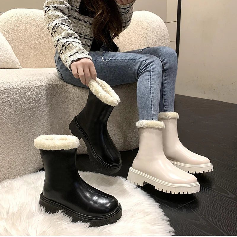 Winter Women Warm Plush Ankle Boots - Comfort Non-Slip Big Size Cotton Short Boots