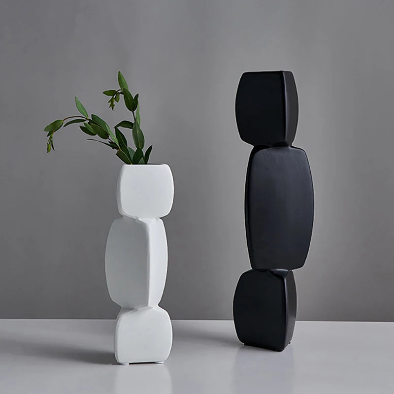 Modern Minimalist Black Vase - Nordic Style Home Decor Art Ornament for Living Room
