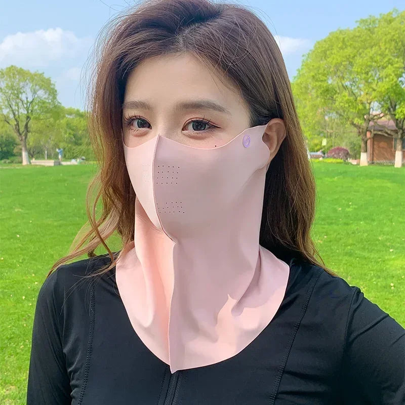 Ladies and Men's Summer Full Face Hyaluronic Acid Sunscreen Mask UPF 500+UV Protection Breathable Ice Silk Mask for Outdoor Spor