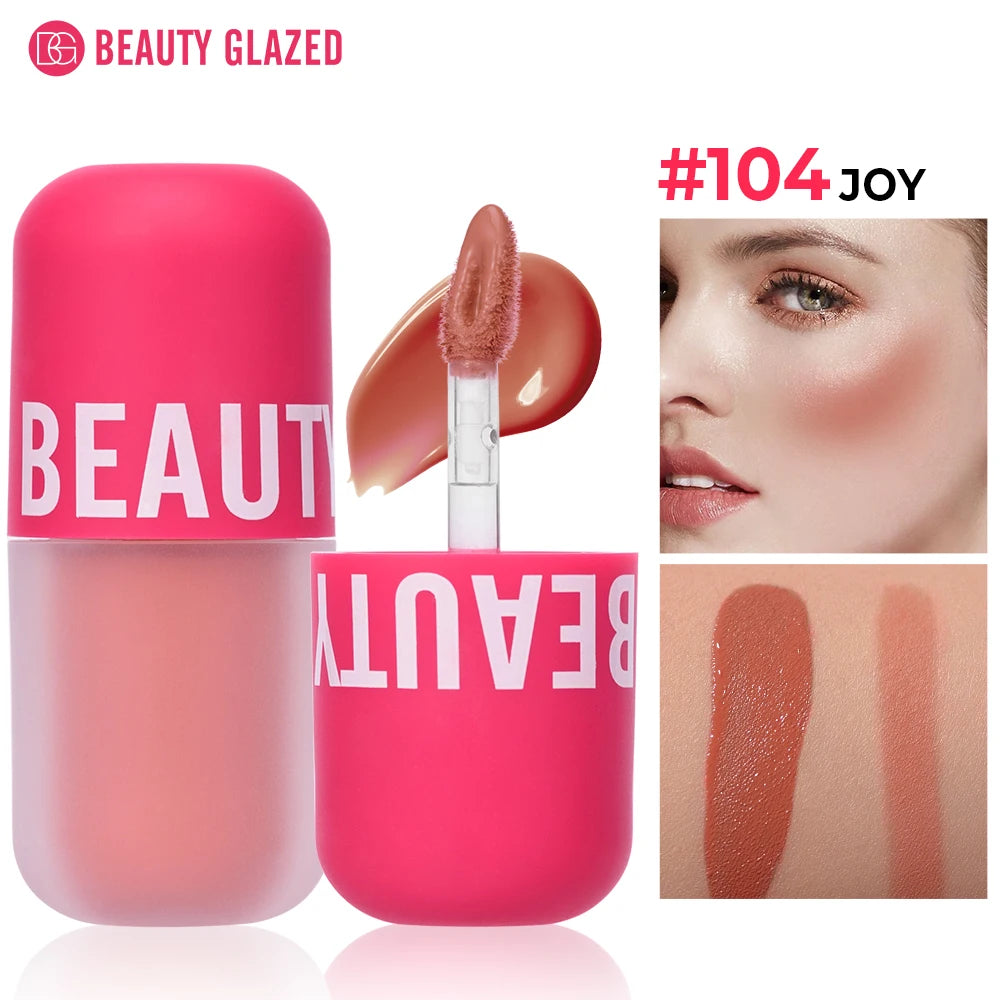 Beauty Glazed Liquid Blush 5 Colors Smooth Velvet Matte Pink Blusher Natural Easy To Smudge,Waterproof,And Long Lasting