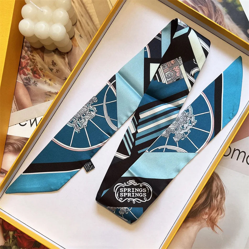 NEW 2026 Long Scarf for Women Narrow Ribbon Headband Female Neckerchief Handle Bag Band Bandana Hair Tie Accessories