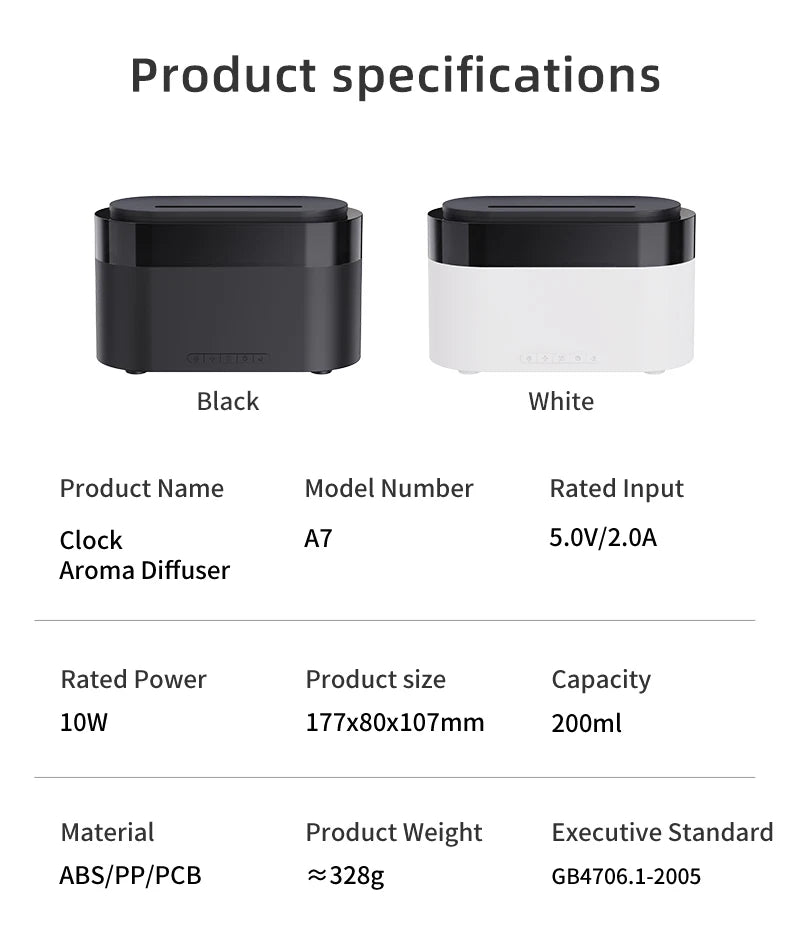 Aroma Air Humidifier Essential Oil Diffuser - Fire Flame Humidifier with Alarm Clock Remote Control