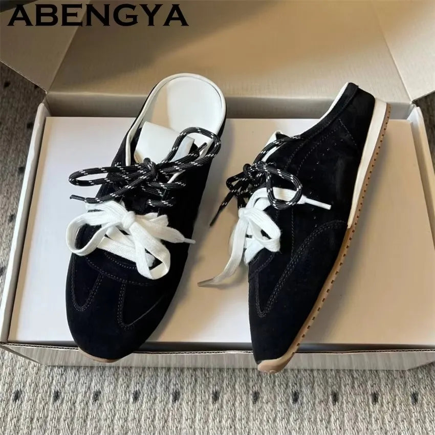 Women's lace up casual flats with genuine leather lining