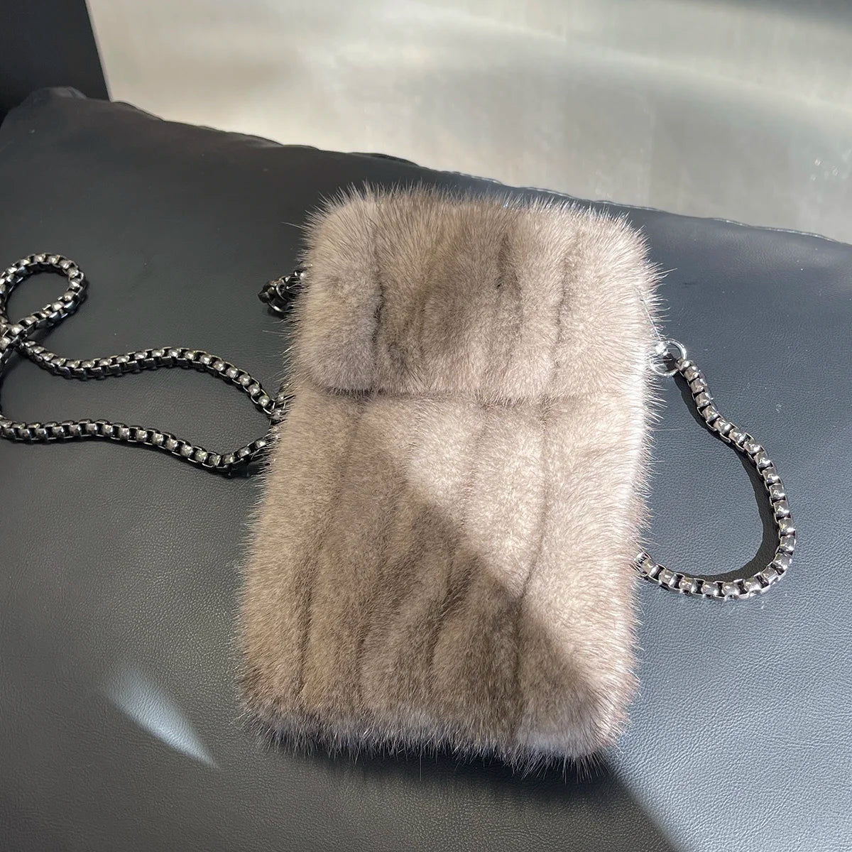 Real Mink Fur Bag Crossbody Bags For Women Phone Bag Lady Shoulder Bags Real Fur Bag Female Messenger Bag Winter Handbag Ladies