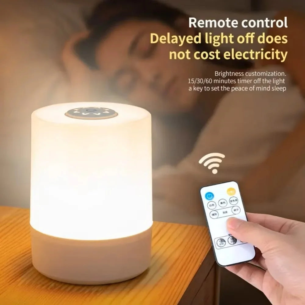 LED Night Light Bedside Lamp Wireless USB Rechargeable With Remote