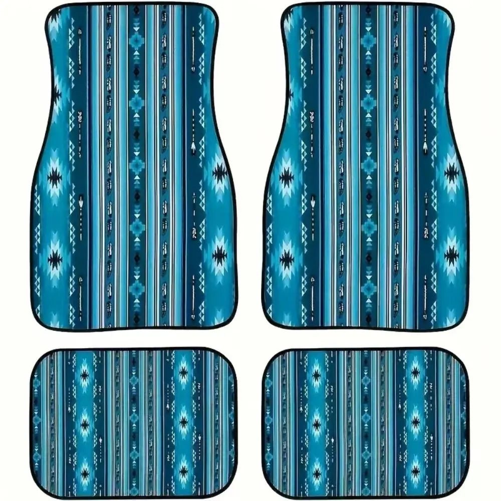 4Pcs Bohemian Car Floor Mats Rubber Back Heavy Duty Persian Carpet Dirty Resistant Car Decoration Car Floor Protector Rugs