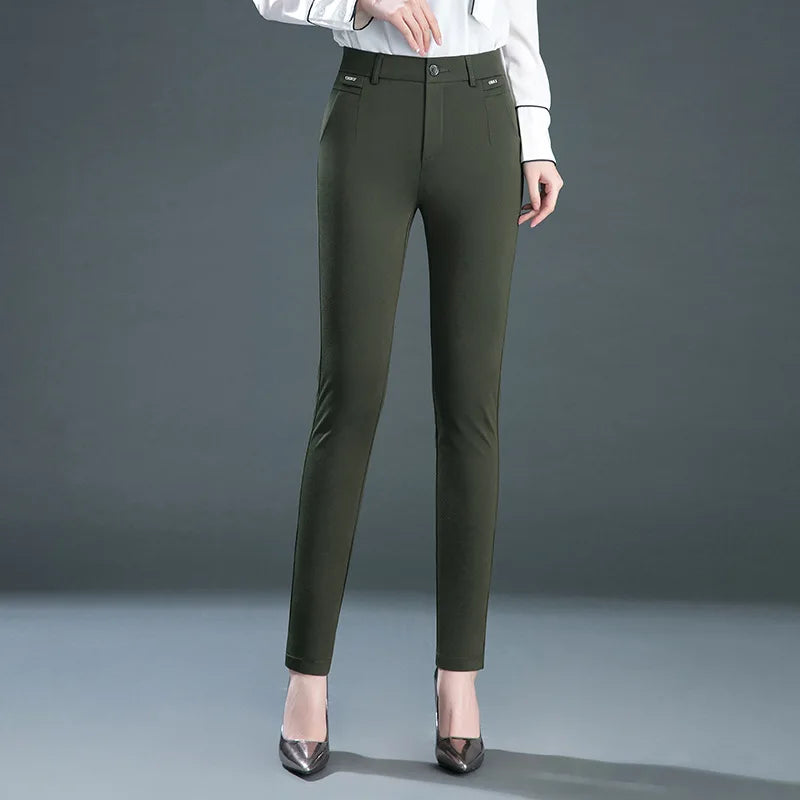 Multiple Pockets Y2k Clothes Straight Leg Pants Elegant Woman Dress Pants Women's Stretch Casual Trousers Clothing