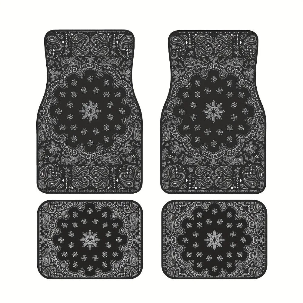 4Pcs Bohemian Car Floor Mats Rubber Back Heavy Duty Persian Carpet Car Decoration Dirty Resistant Car Floor Protector Rugs