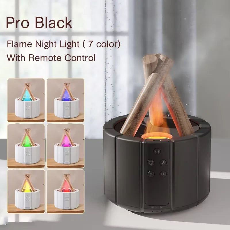 2025 New Simulated Flame Aroma Diffuser - Bonfire Air Humidifier Ultrasonic Cool Mist LED Essential Oil Lamp