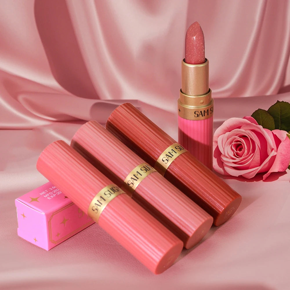 Pearlescent Pink Glitter Velvet Lipstick Metallic Waterproof Long Lasting Matte Shimmer Diamond Lipstick Women Makeup Cosmetic