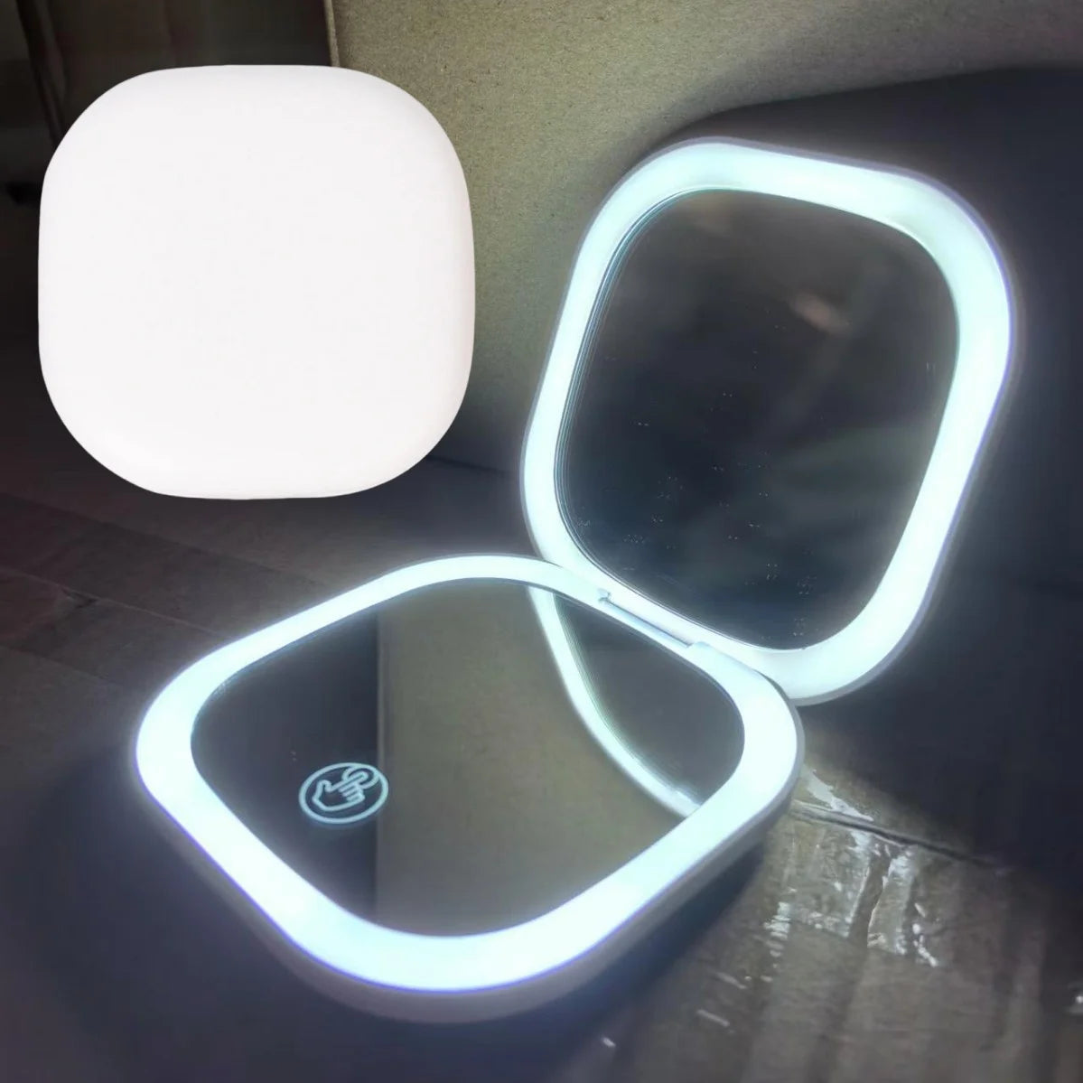 Makeup mirror rechargeable tabletop vanity light with LED ring and touch sensor