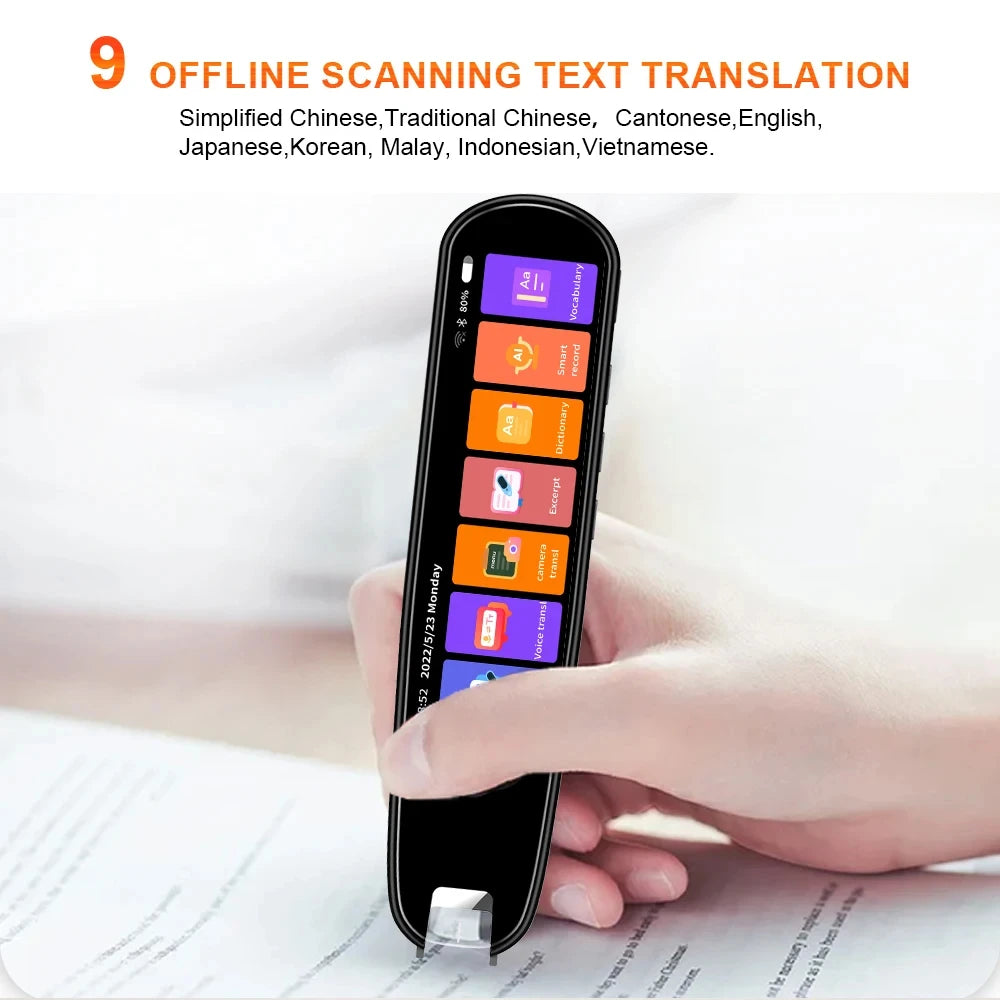 2026 Smart AI Scan Pen – 134 Languages, Voice & Photo Translator, 3.38” Touchscreen, Offline Record & Instant Translation