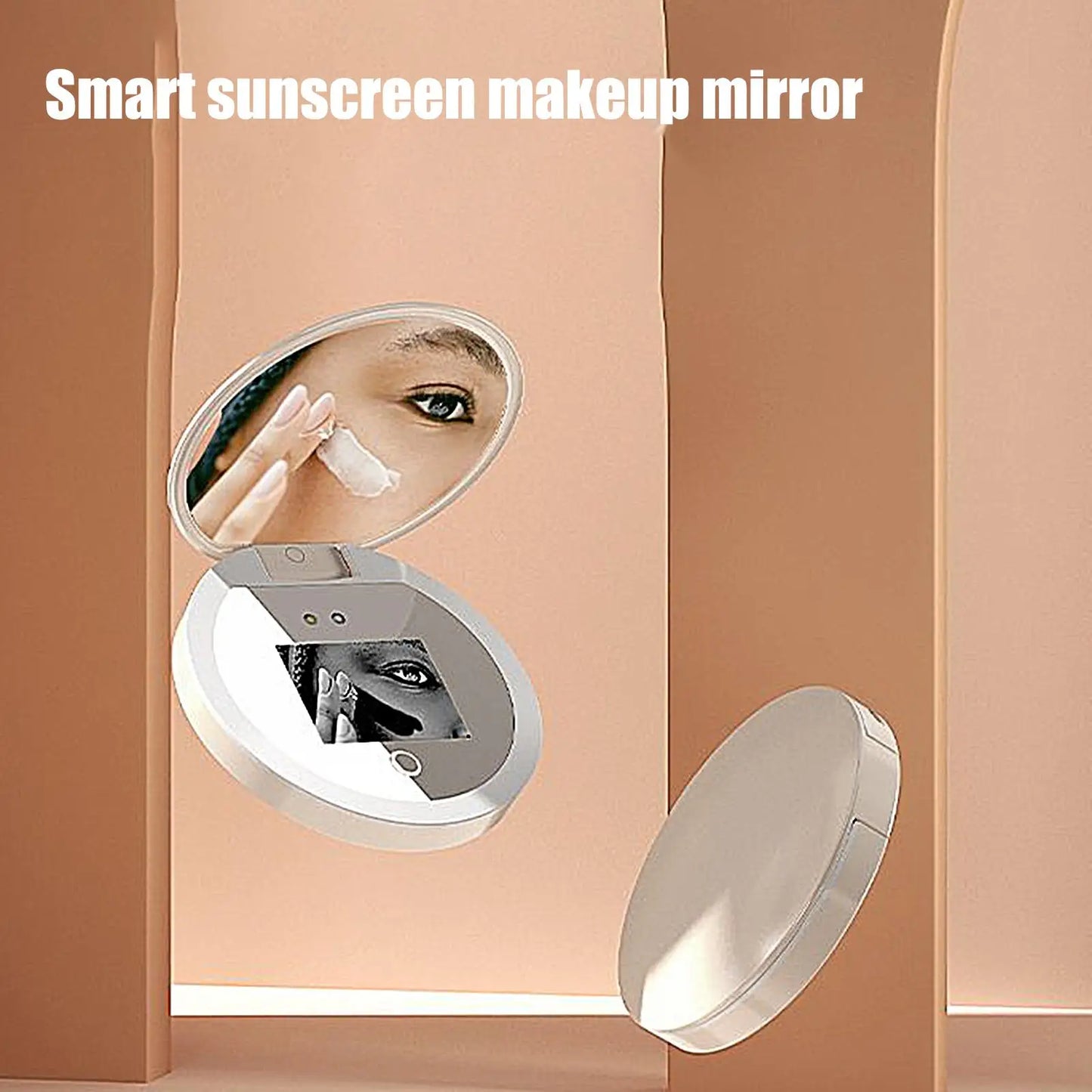 UV Mirror Sunscreen Testing Camera With Light 2X Magnification Travel Makeup Pocket Size UV Smart Sunscreen Makeup Mirror