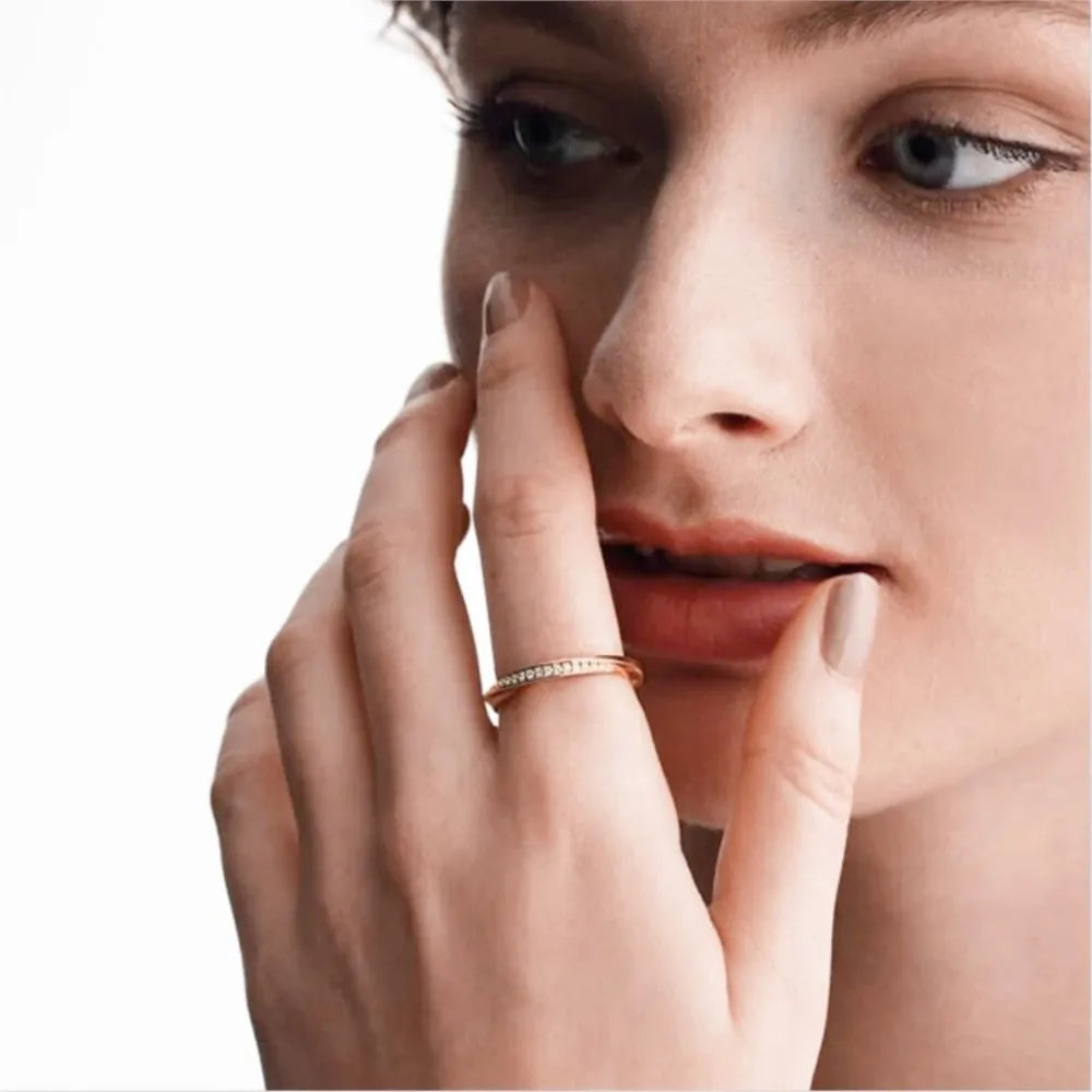 Engagement Wedding Rings For Women Promise Dainty Ring Fashion Jewellry Simple Rose Gold Color Zirconia Jewelry Female R314
