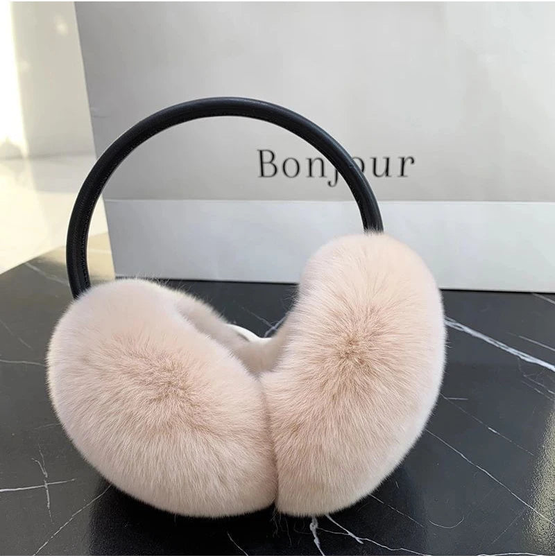 Natural 100% Rex Rabbit Fur Earmuffs Fashion Women Warm Russia Winter Real Fur Earmuffs Children Ear Cover fur Earlap Girl