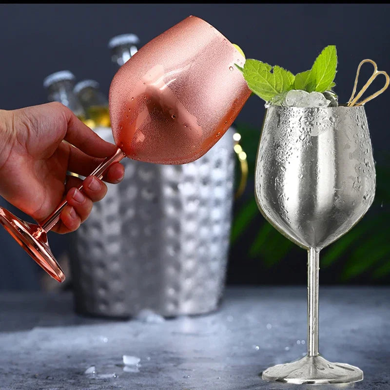 New Stainless Steel Glass Cocktail Creative Metal Wine Glass Bar Restaurant Champagne Glass Red Wine Glass Drinkware Barware Cup
