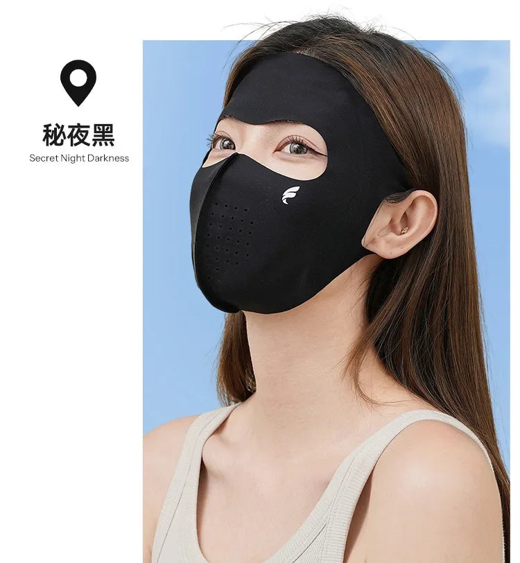 Ladies and Men's Summer Full Face Hyaluronic Acid Sunscreen Mask UPF 500+UV Protection Breathable Ice Silk Mask for Outdoor Spor