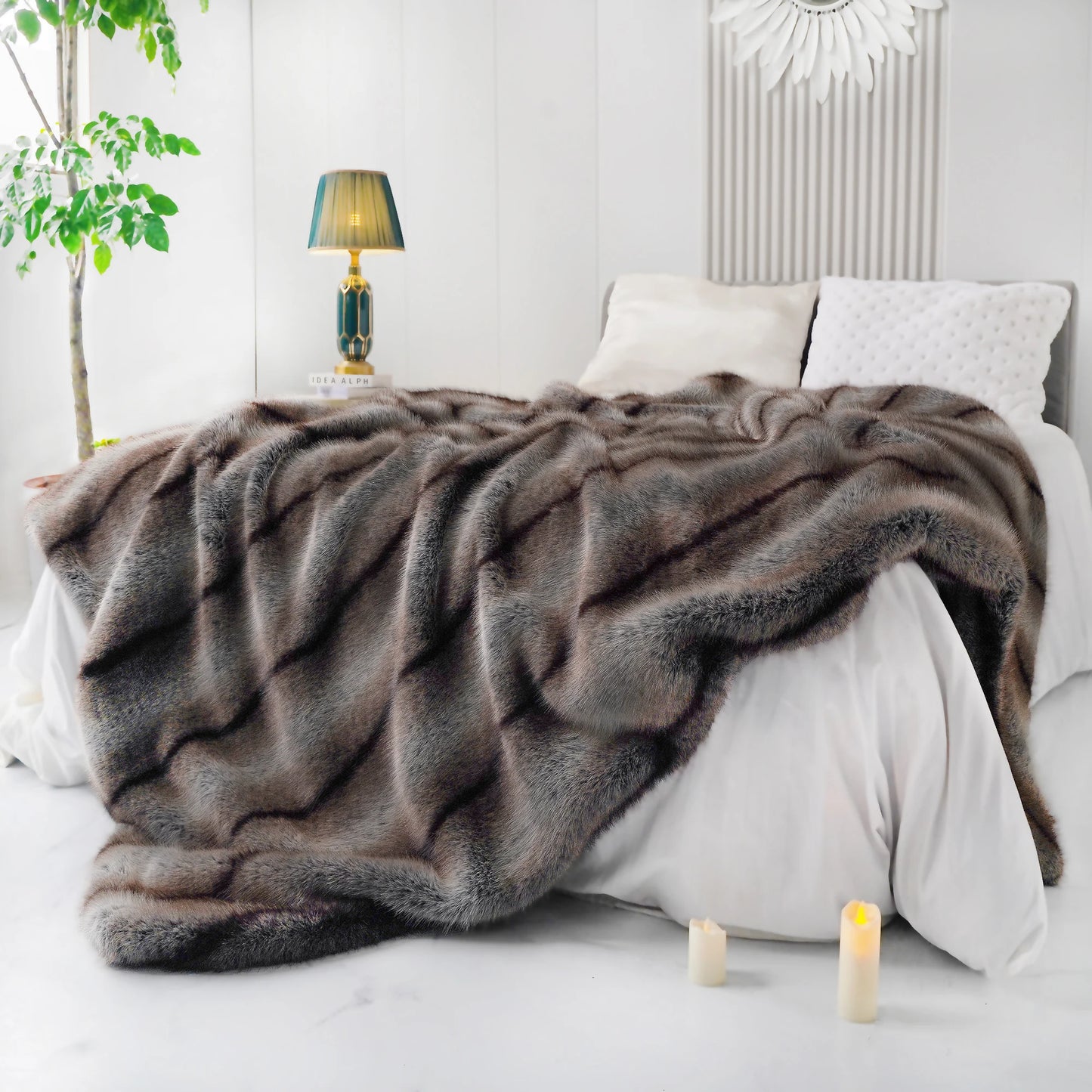 Luxury Faux Fur Blanket High-end Bed  Fox Fur Blankets For Beds Plaid on The Sofa Cover Decoration Home Blankets And Throws