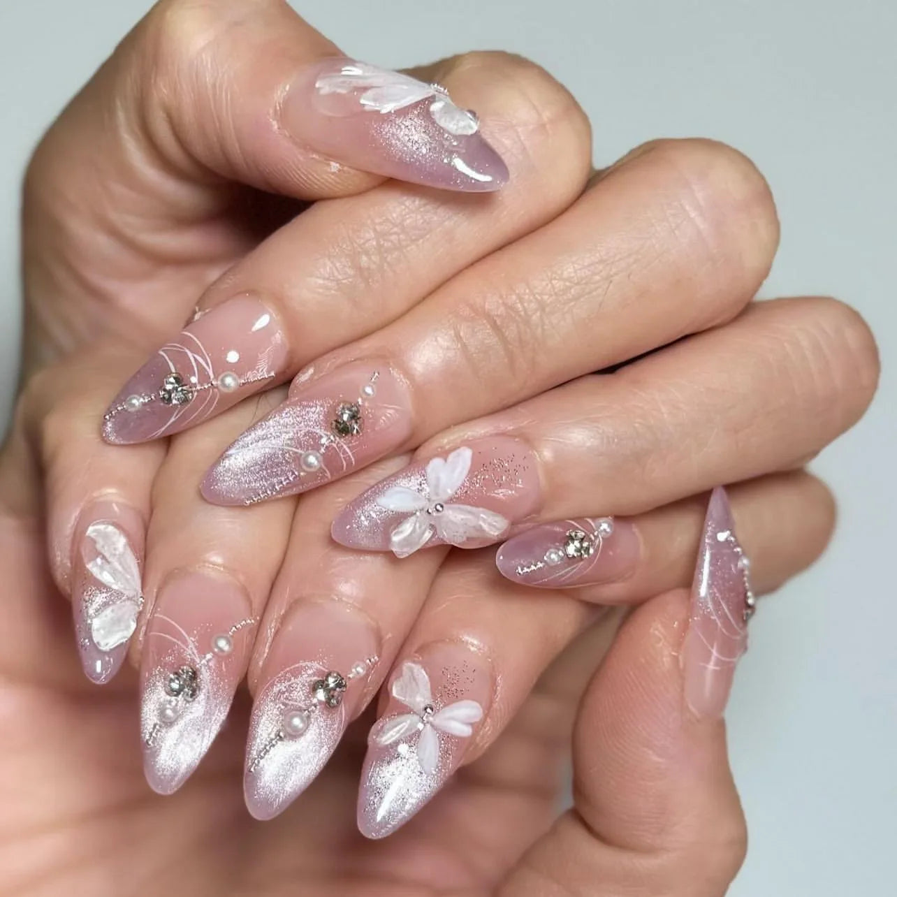 24pcs French Almond Press on Nails Simple False Nails Wearable Stick-on Nail Fake Nails Uñas Postizas Mujer Накладные Ногти 네일팁