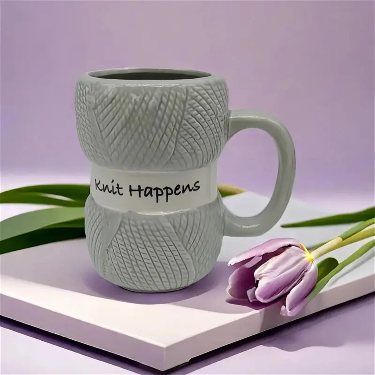 Water Cup, 425ml/14.37oz Funny Knit Ceramic Coffee Mug Teacup Novelty Gift For Women And Menfor Christmas, Halloween, Easter Day
