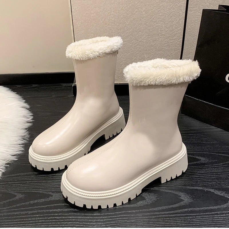 Winter Women Warm Plush Ankle Boots - Comfort Non-Slip Big Size Cotton Short Boots