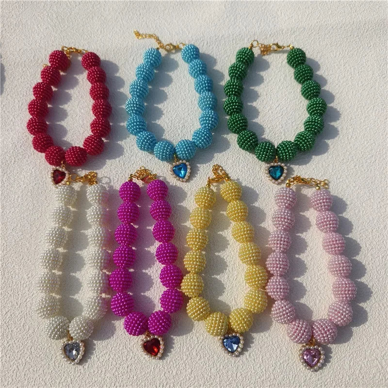 Hot Sale High-end Colorful Personalized Pearl Pet Collar Adjustable Neck Necklace for Puppy Cats Dogs Wedding Party Pet Supplies