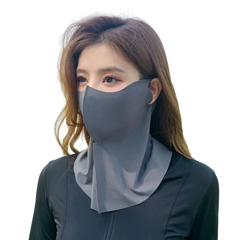 Ladies and Men's Summer Full Face Hyaluronic Acid Sunscreen Mask UPF 500+UV Protection Breathable Ice Silk Mask for Outdoor Spor
