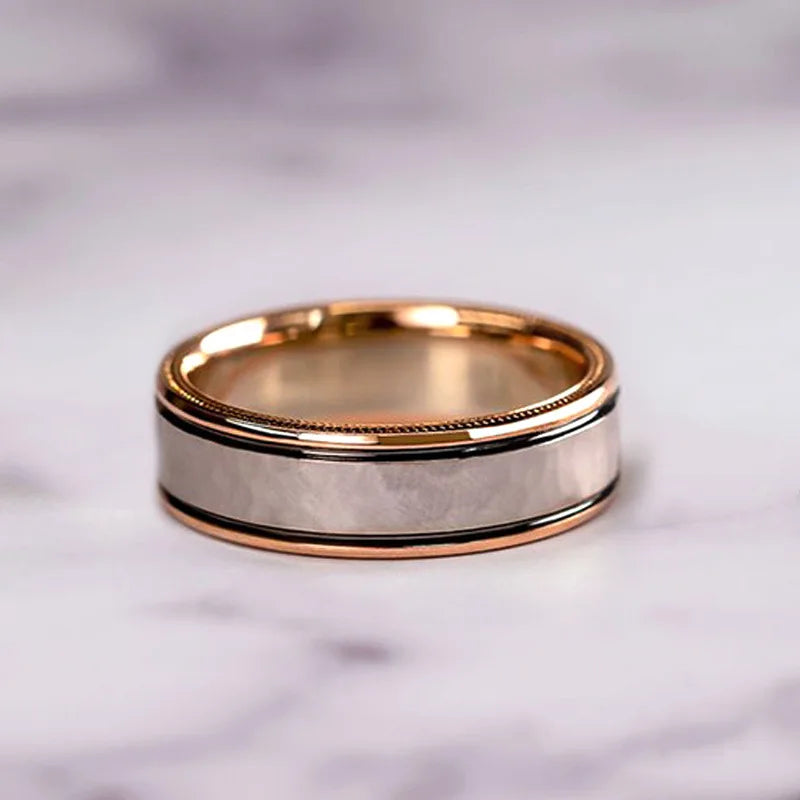 Rose Gold Zircon Ring Set for Engagement and Wedding Celebrations