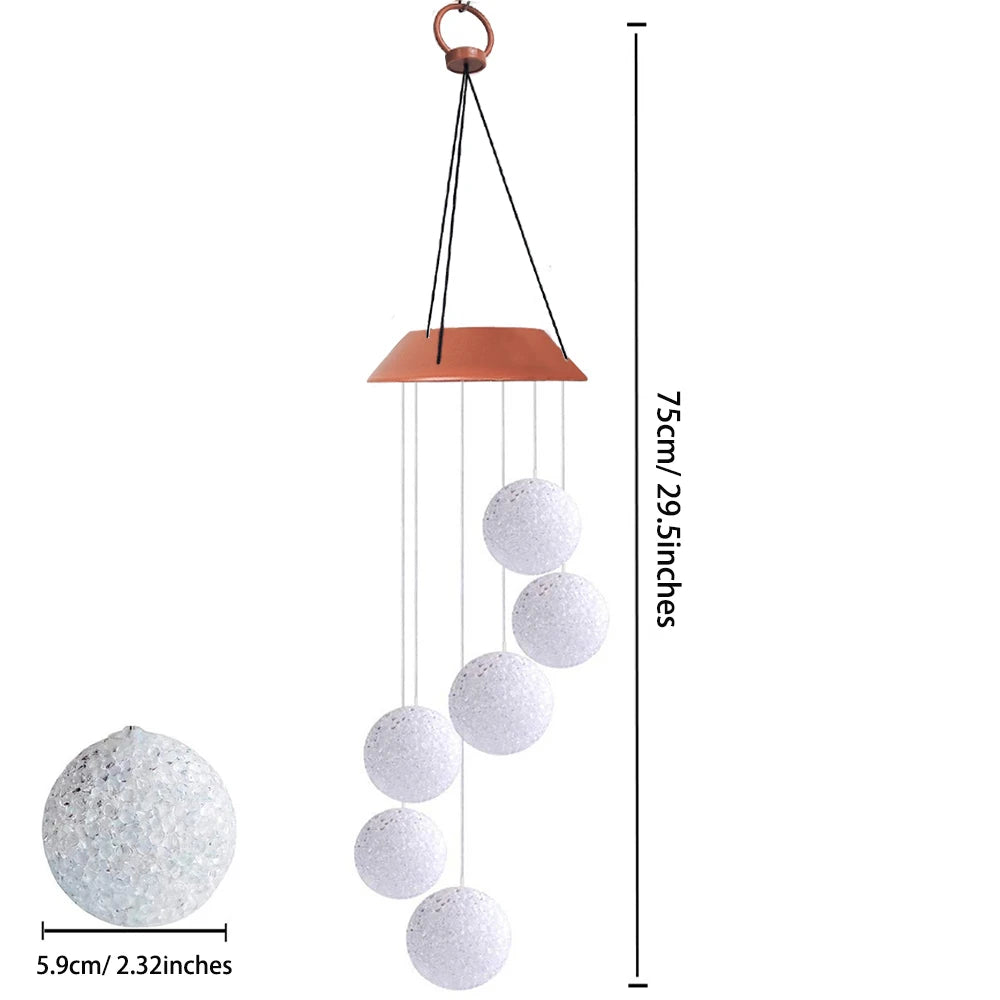 Solar Wind Chime Light - Color Changing LED Crystal Ball Hanging Lights for Garden Party Yard