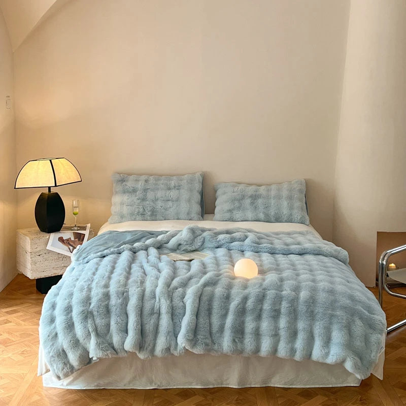 Luxury Faux Fur Rabbit Fur Thickened Blanket, Winter Soft Blanket Throw for Home Bed Sofa Cover 100X150cm 150X200cm 200X230cm