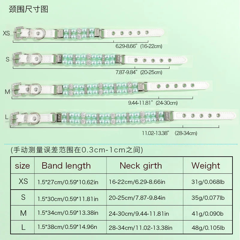 Pet Leash Collar Jewelry Pearl Cat Necklace Small and Medium-sized Dog Harnesses Supplies Wholesale