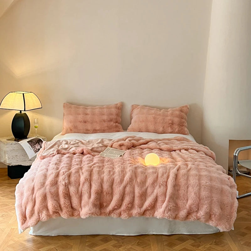 Luxury Faux Fur Rabbit Fur Thickened Blanket, Winter Soft Blanket Throw for Home Bed Sofa Cover 100X150cm 150X200cm 200X230cm