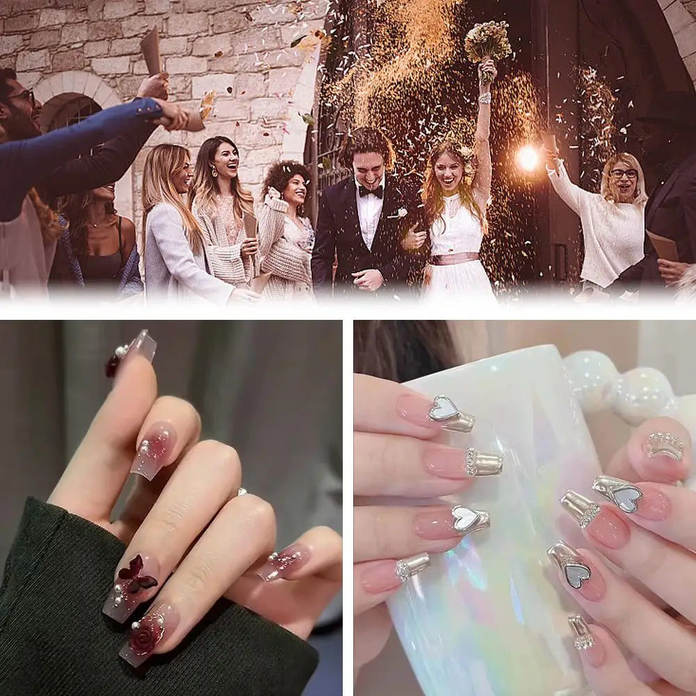 24Pcs Glitter Diamond Press On Nails Blush Pink Cat Eye Fake Nails Sweet Cute Coffin Full Cover Short Square False Nail Tips Art