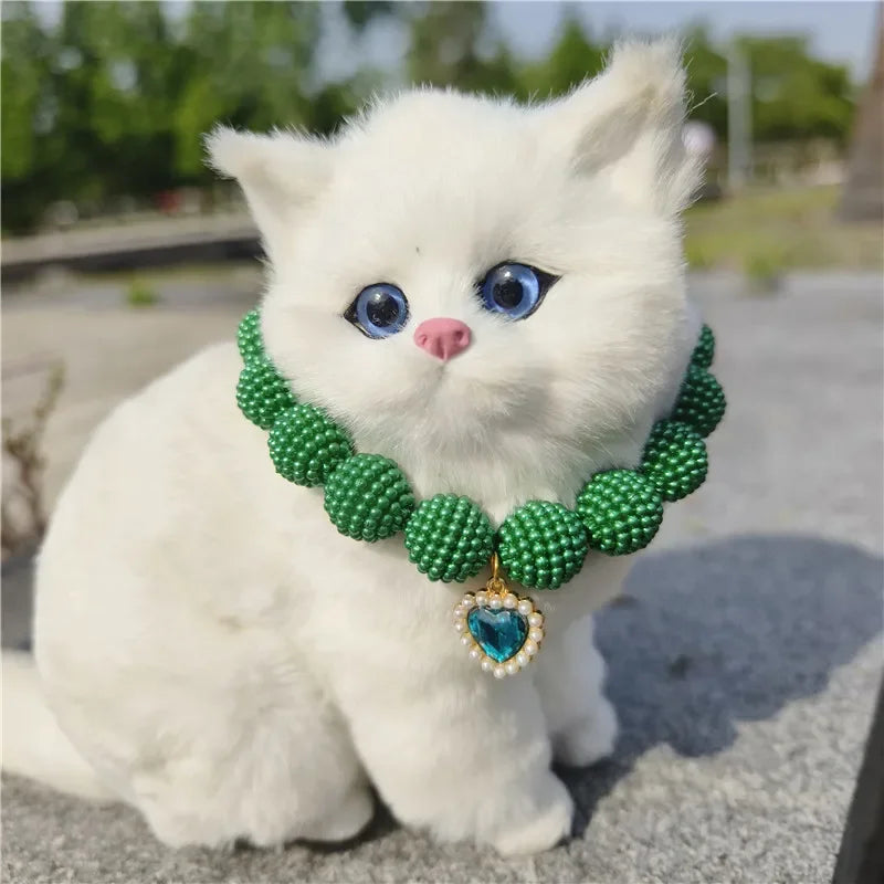 Hot Sale High-end Colorful Personalized Pearl Pet Collar Adjustable Neck Necklace for Puppy Cats Dogs Wedding Party Pet Supplies