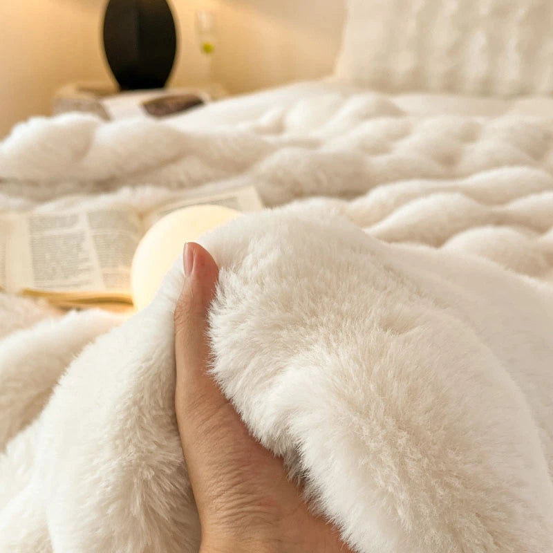 Luxury Faux Fur Rabbit Fur Thickened Blanket, Winter Soft Blanket Throw for Home Bed Sofa Cover 100X150cm 150X200cm 200X230cm