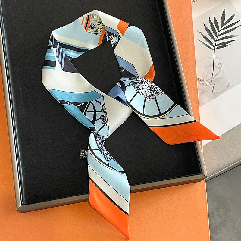 NEW 2026 Long Scarf for Women Narrow Ribbon Headband Female Neckerchief Handle Bag Band Bandana Hair Tie Accessories