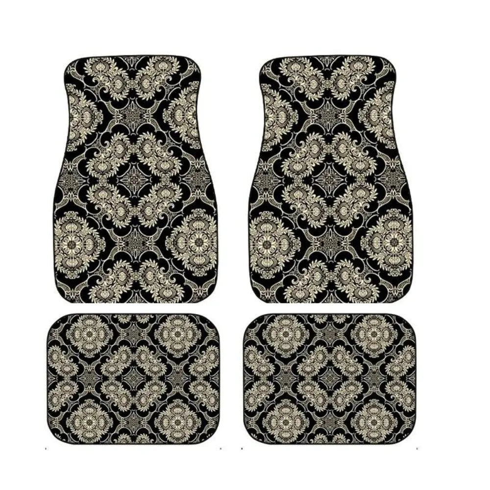 4Pcs Bohemian Car Floor Mats Rubber Back Heavy Duty Persian Carpet Car Decoration Dirty Resistant Car Floor Protector Rugs