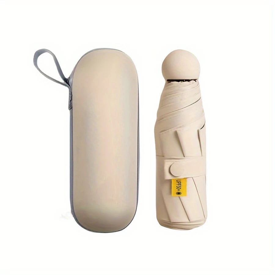 Anti-Uv Mini Umbrella For Sunny And Rainy Days, Portable With Uv Coating And 6 Reinforced Ribs