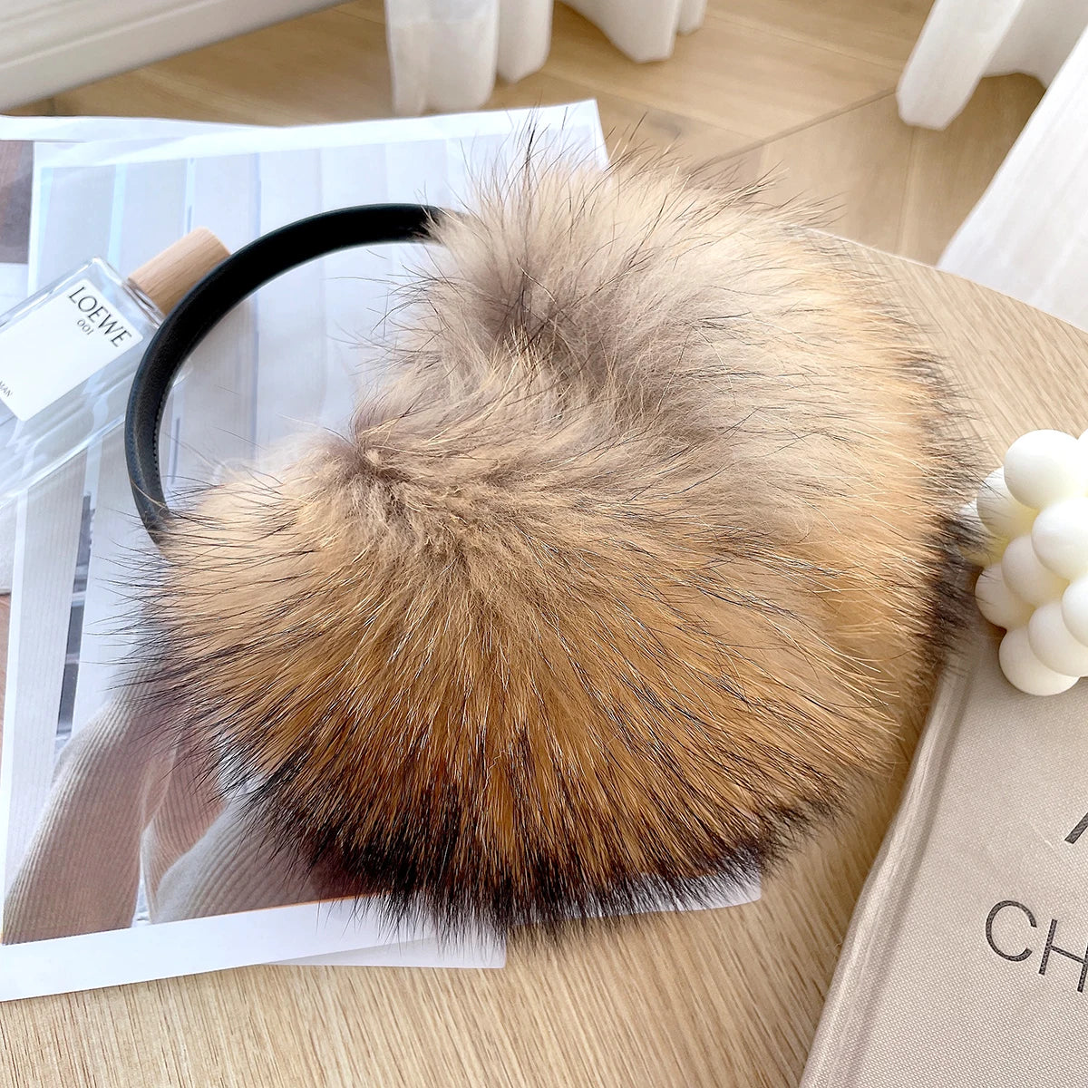 Winter Women Warm Real Fox Fur Earmuffs Girl's Earlap Ultra Large Ladies Plush Earmuff Luxury Ladies Fox Fur Earmuffs