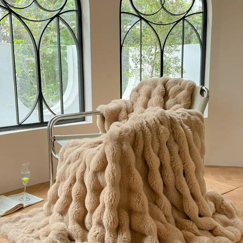 Luxury Faux Fur Rabbit Fur Thickened Blanket, Winter Soft Blanket Throw for Home Bed Sofa Cover 100X150cm 150X200cm 200X230cm