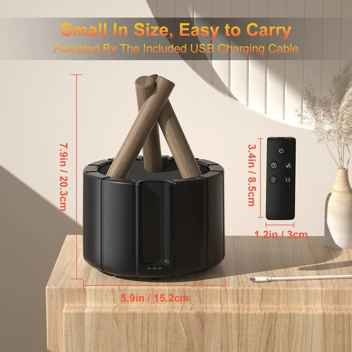 2025 New Simulated Flame Aroma Diffuser - Bonfire Air Humidifier Ultrasonic Cool Mist LED Essential Oil Lamp