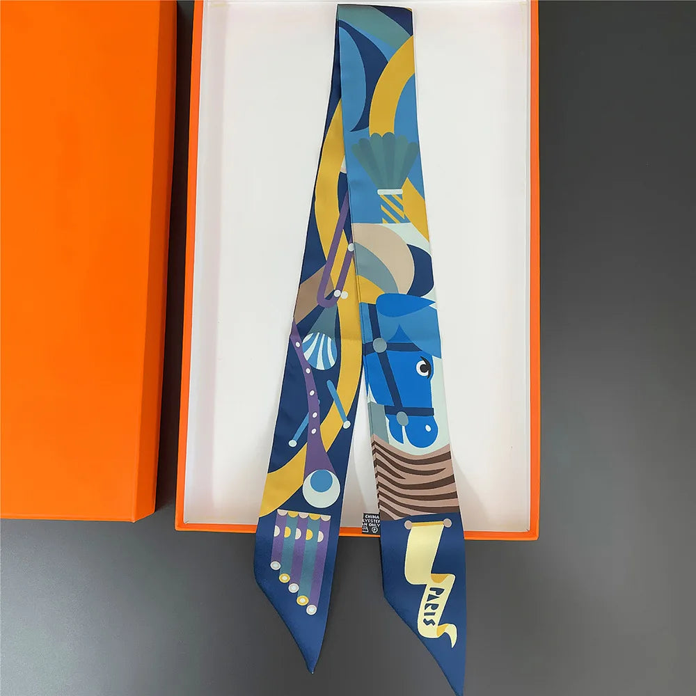 NEW 2026 Long Scarf for Women Narrow Ribbon Headband Female Neckerchief Handle Bag Band Bandana Hair Tie Accessories
