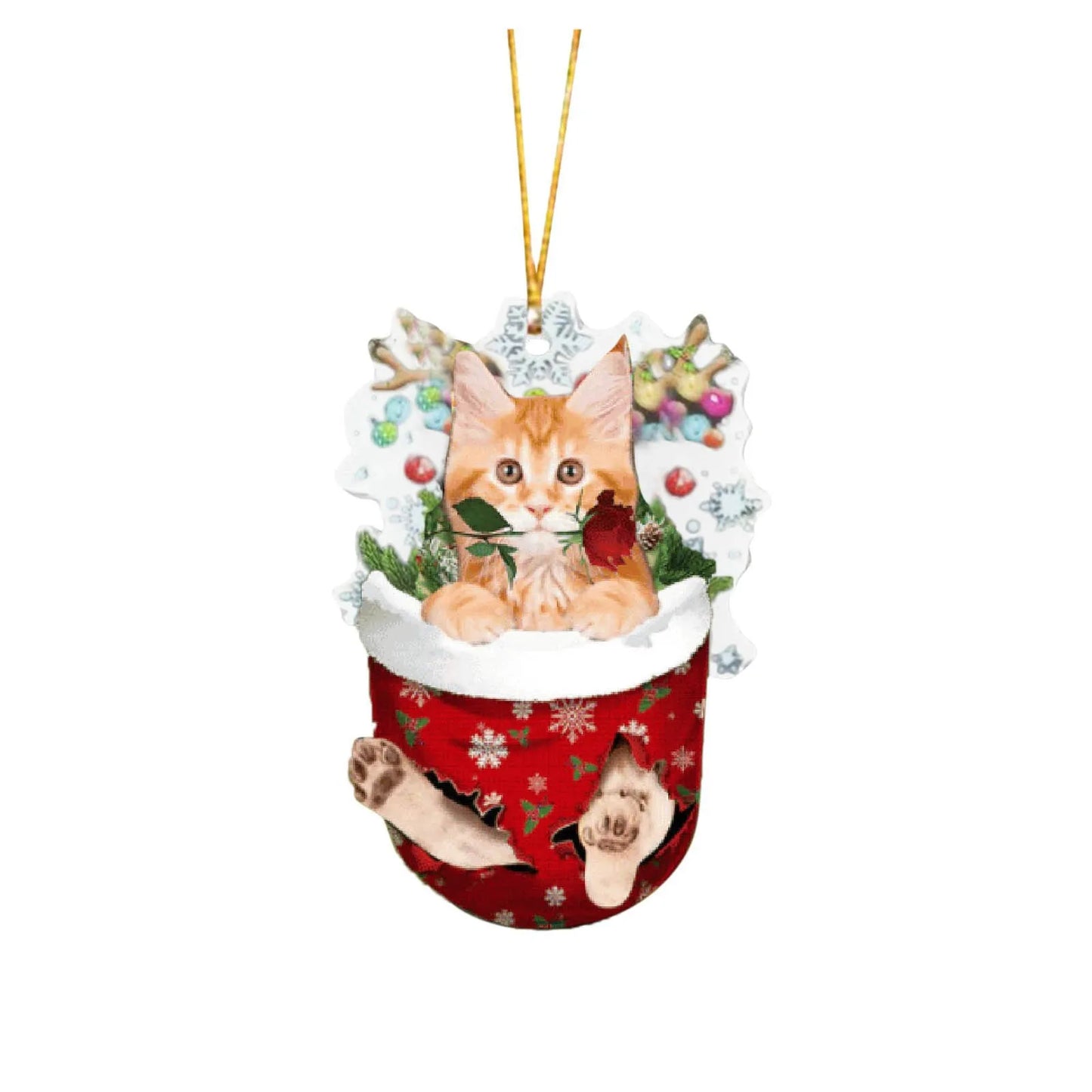 Cartoon Cat Christmas Decoration - Cute Hanging Xmas Tree Pendant for Home Party Car Decor