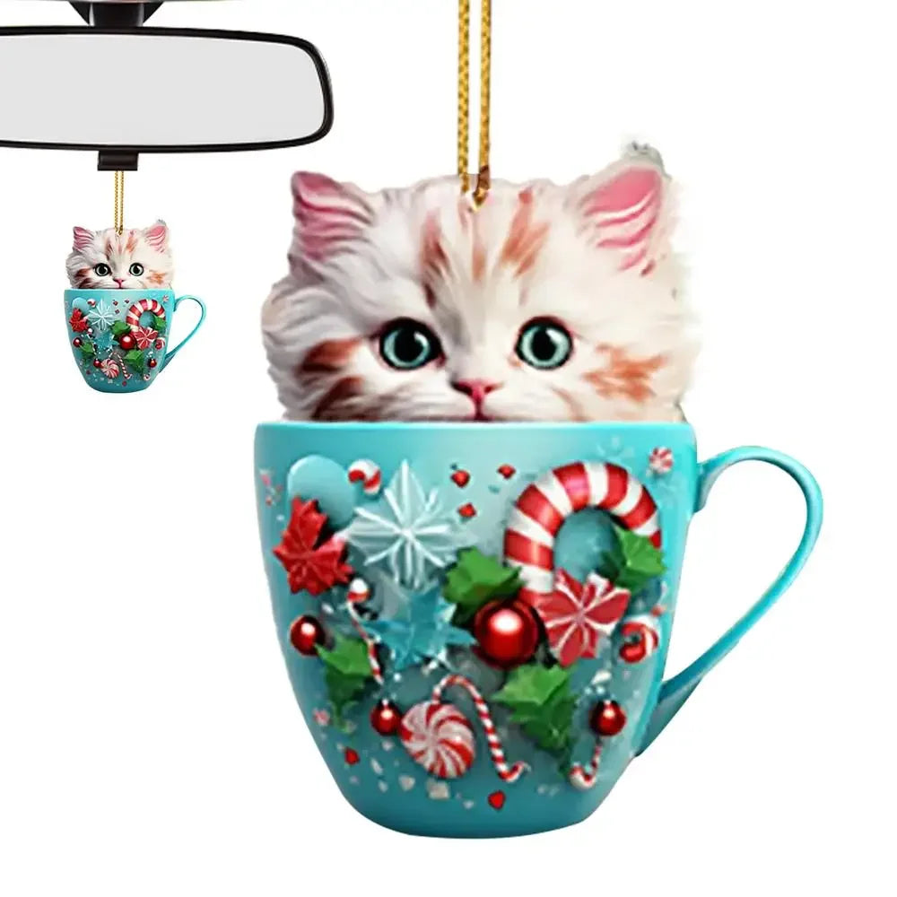 Christmas Tree Cat Pendant - Acrylic Fun Christmas Decorations Party Supplies